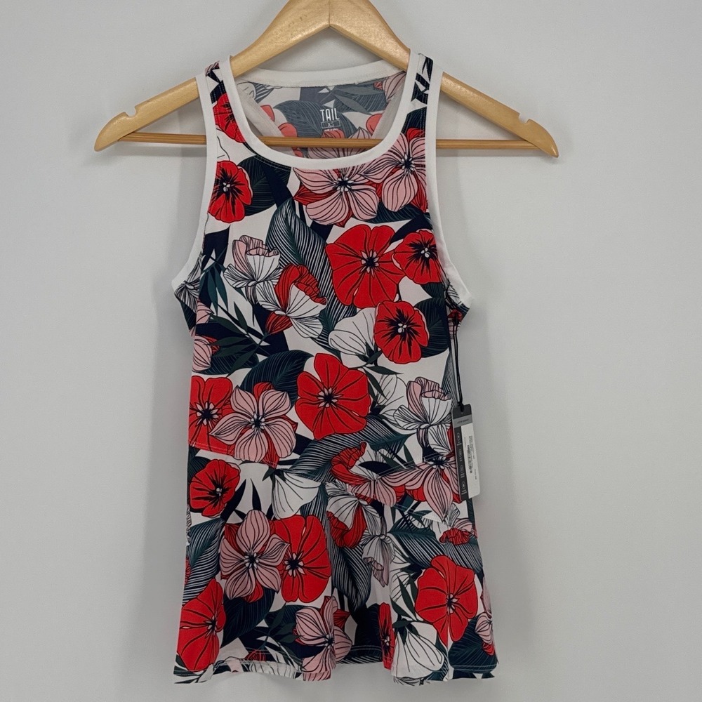 Tail Tank Top Floral UPF 50 Racerback Activewear Red Pink TA2773-L160 Women XS
